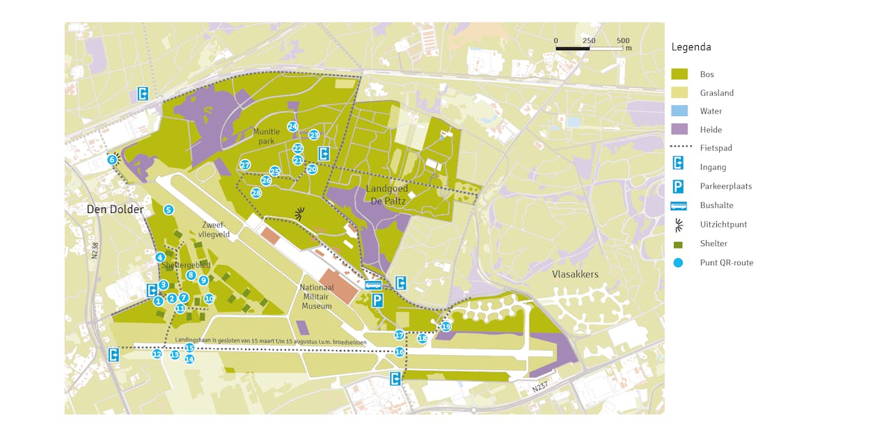 kaart met QR codes Park Vliegbasis Soesterberg