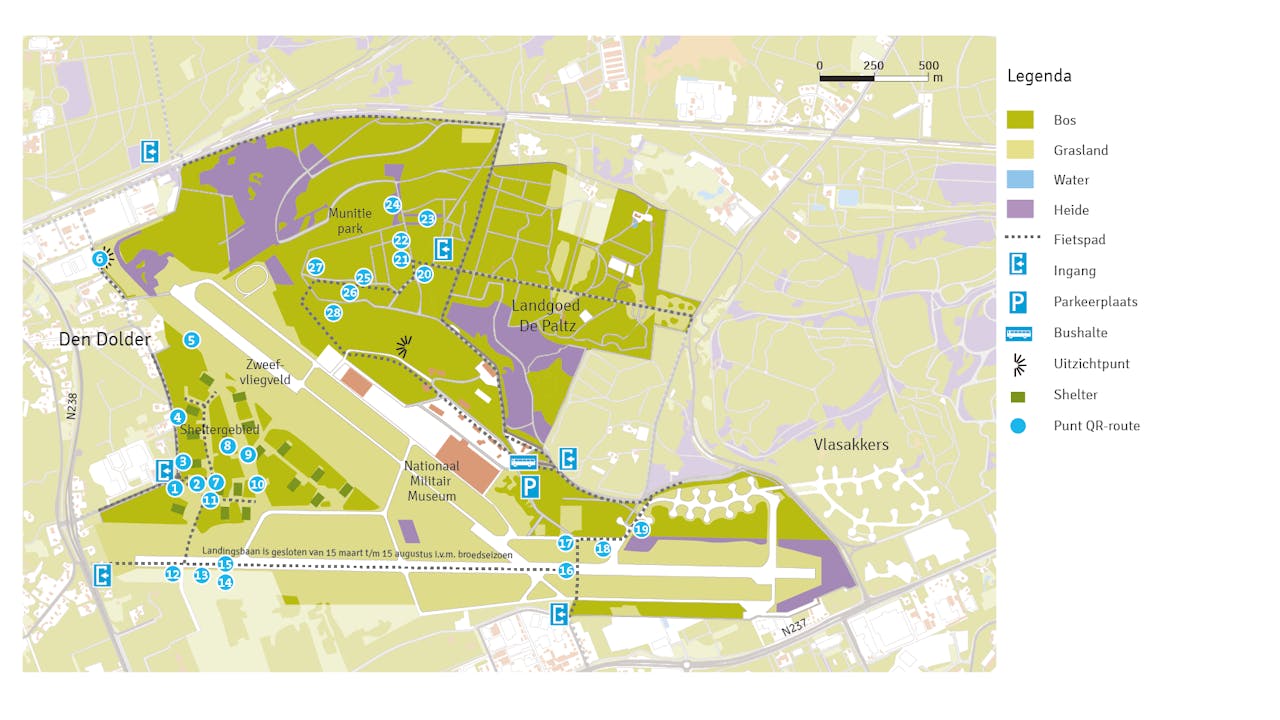 kaart met QR codes Park Vliegbasis Soesterberg
