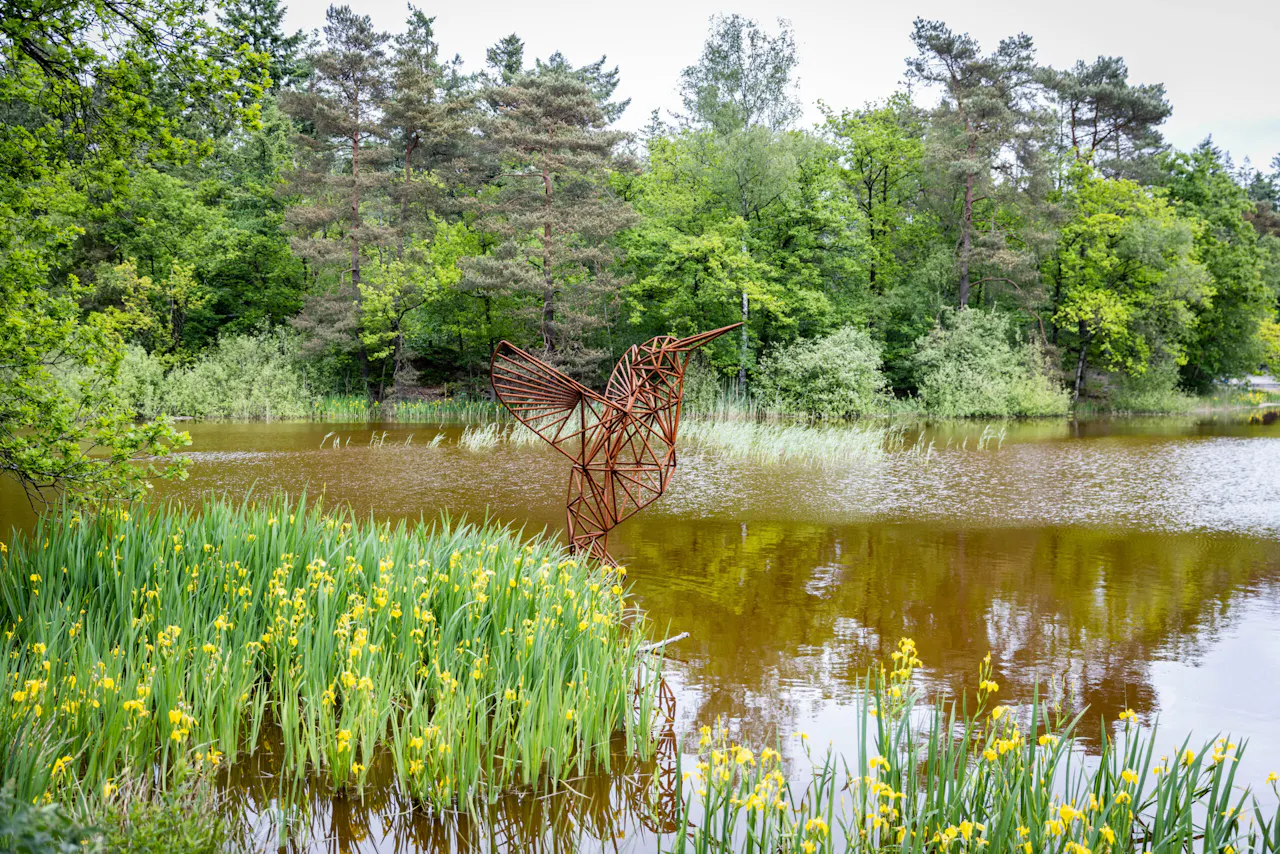 Bosvijver Birkhoven met kunstwerk