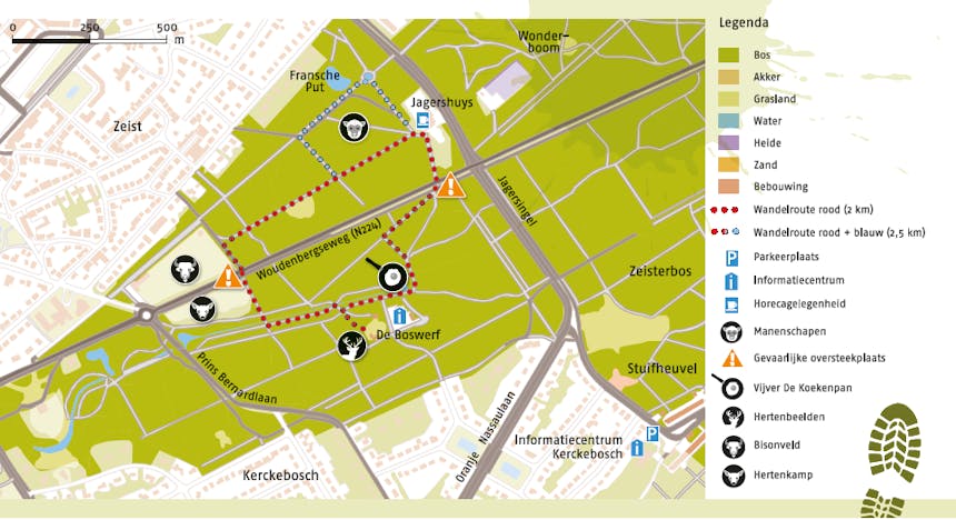 Route kaartje Dierenroute Zeisterbos