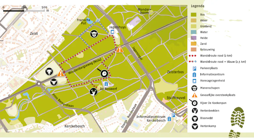 Route kaartje Dierenroute Zeisterbos