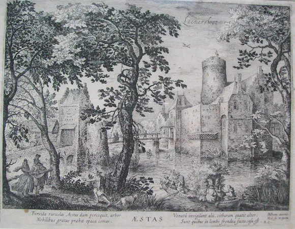 Gezicht op Kasteel Loenersloot van prentmaker Hessel Gerritsz (begin 17e eeuw)